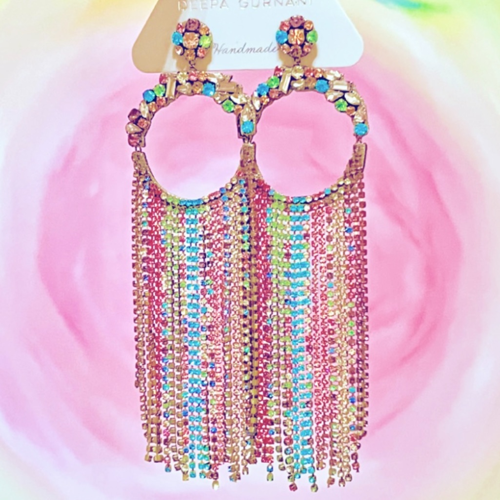 Hp Nwt Deepa Gurnani Beaded Rainbow Chandeliers
